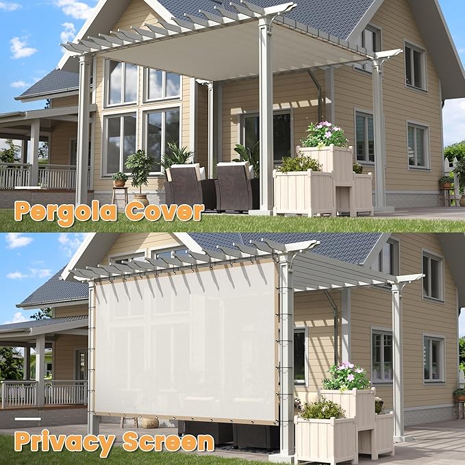 VICLLAX Shade Fabric Sun Shade Cloth with Every 2 FT Grommets for Patio Garden Pergola Cover Canopy 3x8 FT, Cream