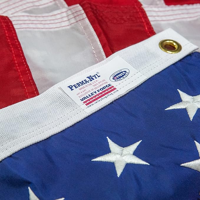 American Flag - 100% Made in the USA - 5' x 8' ft – Perma-Nyl Sewn Nylon with Grommets - Sturdy, Durable, and Patriotic - Great For Gardens, Homes, Patios and Cars - By Valley Forge Flag