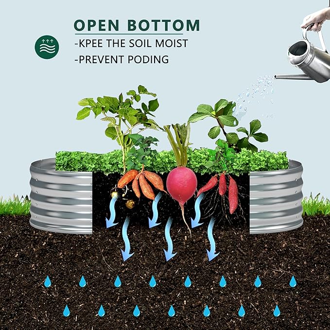 8x2x1.3 Oval Galvanized Raised Garden Bed,Outdoor Planter Box Metal Patio Kit Planting Bed for Vegetables Flowers and Succulents