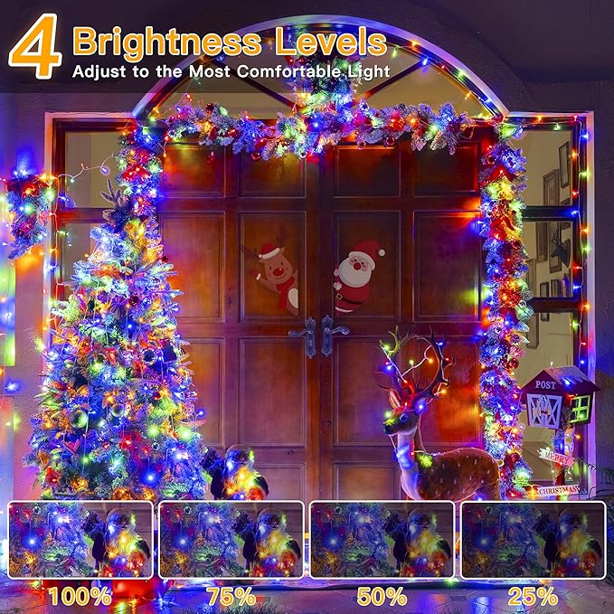 Ollny Christmas Lights Outdoor Waterproof, 1000LED 328FT Super Long String Lights with Remote 3 Timer, Plug in 8 Modes Fairy Light for Outside House Bedroom Xmas Decorations, Multicolor