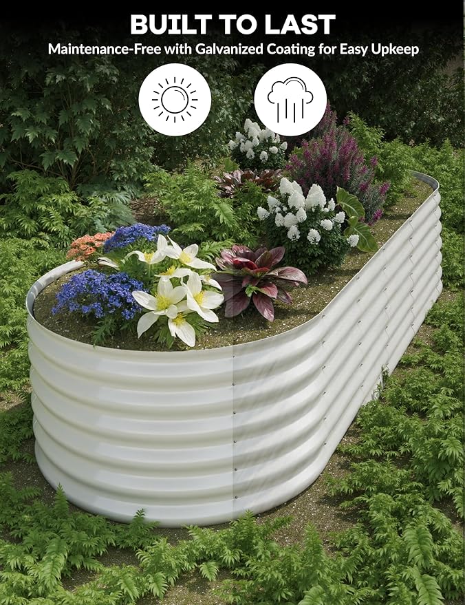 2 Pcs Raised Garden Beds Outdoor 10x4x1.5ft - Galvanized Steel Planter Box for Vegetables, Flowers, Rust-Resistant Garden Box, Easy Assembly Raised Beds, Durable Planters for Outdoor Plants, Beige