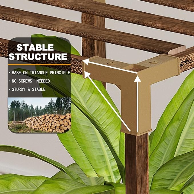 HOMKIRT Corner Plant Stand with Grow Lights, Plant Shelf Indoor for Multiple Plants, Wood Plant Rack Holder Flower Stand for Patio Porch
