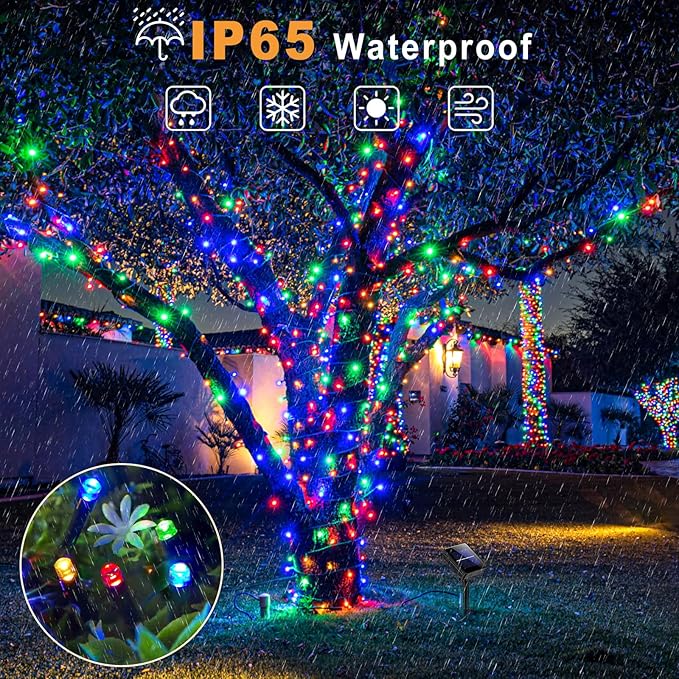 2 Pack Solar String Lights for Outside, Each 40Ft 120 LED Solar Lights Outdoor, 8 Modes Waterproof Solar Powered Fairy Twinkle Light for Backyard Patio Tree Party Garden Decoration, Multicolor