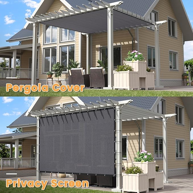 VICLLAX Shade Fabric Sun Shade Cloth with Every 2 FT Grommets for Patio Garden Pergola Cover Canopy 4x19 FT, Grey