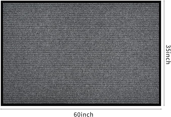 fani Heavy Duty Large Outdoor Indoor Entrance Doormat Waterproof Low Profile Entrance Rug Front Door Mat Patio Anti-Skid Rubber Back, 35x60 inch (Light Grey)