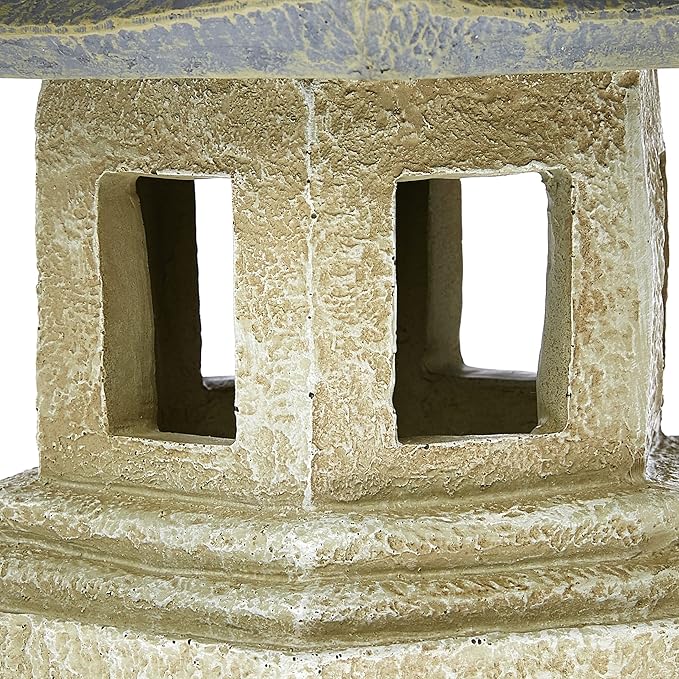 Design Toscano Asian Decor Pagoda Lantern Indoor/Outdoor Statue, Giant, Fiberglass Cast Stone Resin, Two Tone Stone Finish