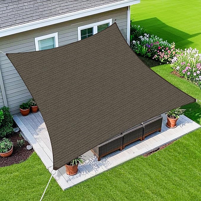 Amagenix Sun Shade Sail 5X6 Curved Edge Outdoor Shade Canopy Mocha Breathable 95% UV Block Shade Cloth for Patio Garden Backyard (We Make Custom Size)