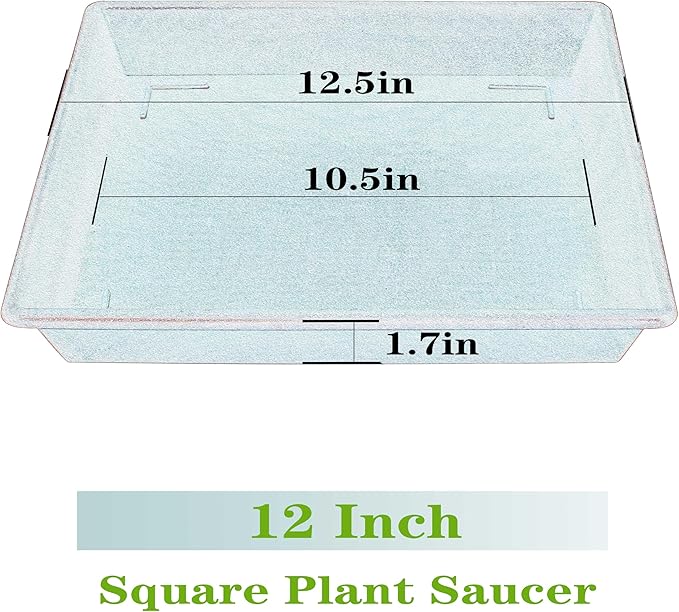 Square Plant Saucer 12 Inch 5 Pack, Plant Stand Plant Trays for Pots Heavy Duty Plastic Plant Saucers for Indoors Outdoors, Flower Pot No Holes Plant Lover Gardening Gifts