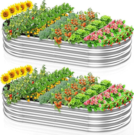 2pcs 72x36x12in Galvanized Steel Raised Garden Bed, Outdoor Planter Box for Easy DIY & Clean - Large Metal Garden Beds for Backyards, Terraces & Balconies