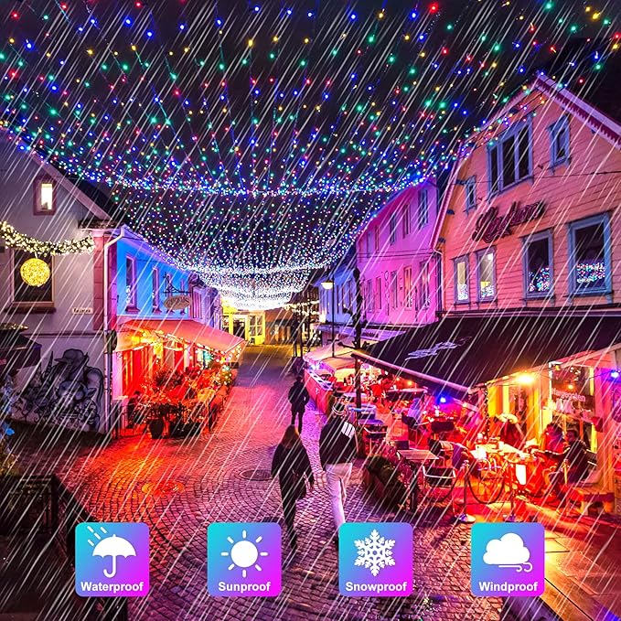 Extra-Long 288FT 800LED Solar Fairy String Lights, 4-Pack 72FT 200 LED Outdoor Twinkle Lights Waterproof, 8 Lighting Modes, Multicolor Silver Wire Lights for Deck Backyard Tree Garden Fence Pool Party
