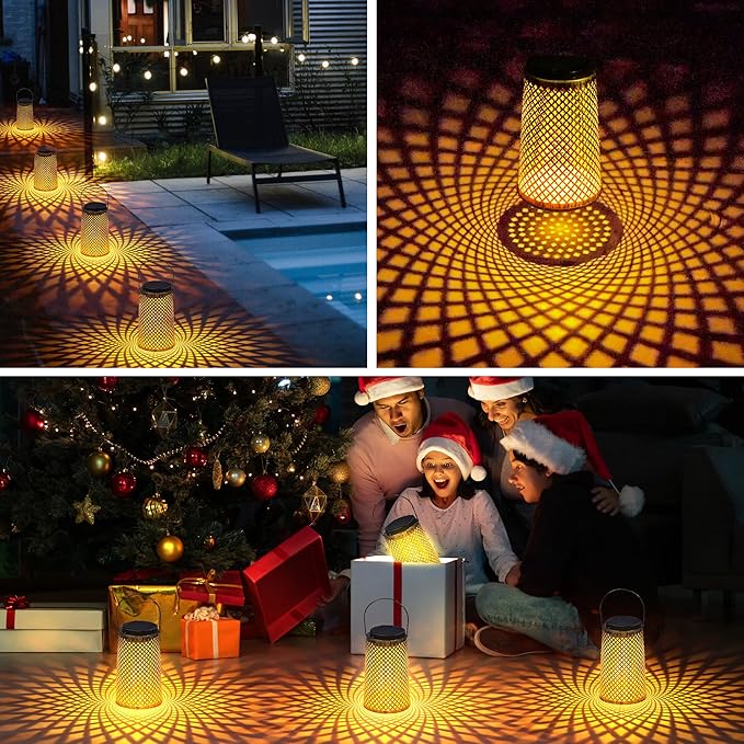 2 Pack Solar Lanterns Outdoor Waterproof, Gifts for Women Mom Grandma，Solar Lanterns with 2 Lighting Colors and Diamond-Pattern, Outdoor Solar Lantern for Landscape Patio Pathway Porch Lawn Yard