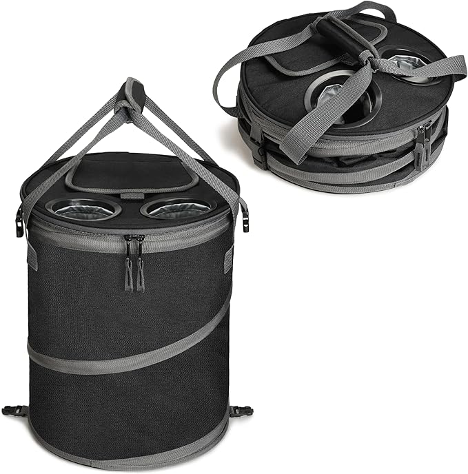 Tirrinia Large Pop-Up Golf Cooler Bag- Insulated Collapsible Cooler with Flat Drink Table for Golf Cart, Lightweight and Portable Ice Beach Cooler for Travel, Fishing, Picnics, Hiking, Camping