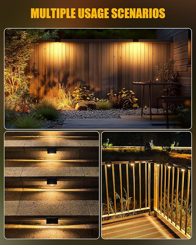 Brightown Solar Step Lights Outdoor Waterproof, 6 Pack Solar Stair Lights for Outside, Multiple Color Modes Step Light Outdoor for Garden Stair, Front Step, Front Porch, Deck, Sidewalk and Patio