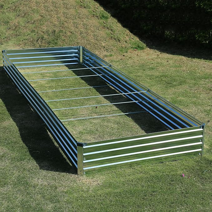 12x4x1ft(2 Pack) Galvanized Raised Garden Bed,Outdoor Planter Box Metal Patio Kit Planting Bed for Vegetables Flowers Herb,Silver