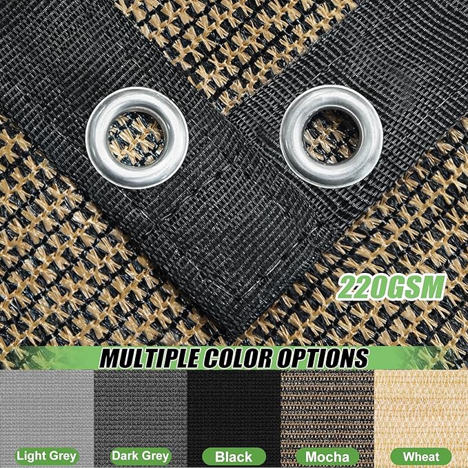 Outdoor 90% Sun Shade Cloth with Grommets, 14 X 14 FT Pergola Shade Cover for Garden Patio Carport Kennel Swimming Pool, Mocha (We Make Custom Size)