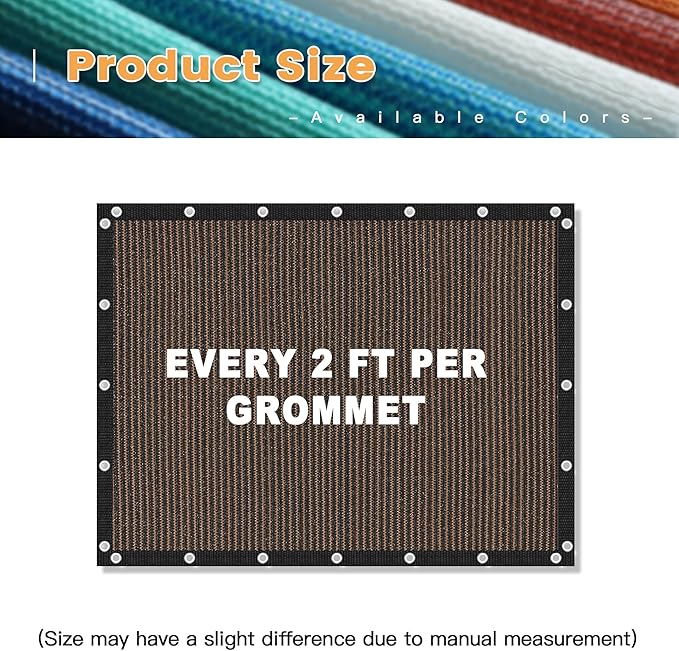 VICLLAX Shade Fabric Sun Shade Cloth with Every 2 FT Grommets for Patio Garden Pergola Cover Canopy 5x17 FT, Mocha