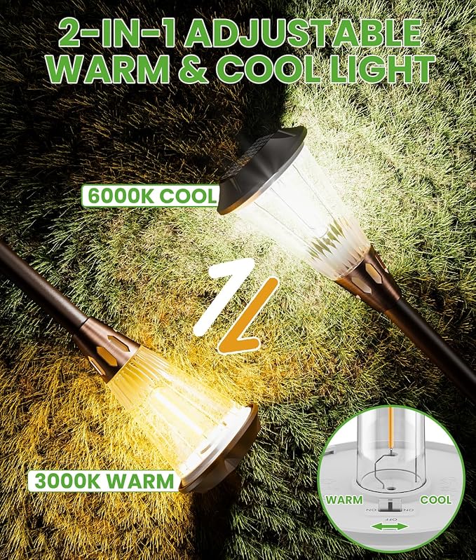 Bright Solar Pathway Lights Outdoor 8 Pack, 2-in-1 Warm&Cool Solar Lights Outdoor, Pathway Landscape Lighting Waterproof IP65, Auto On/Off Outdoor Light for Lawn Patio Walkway Garden Landscape