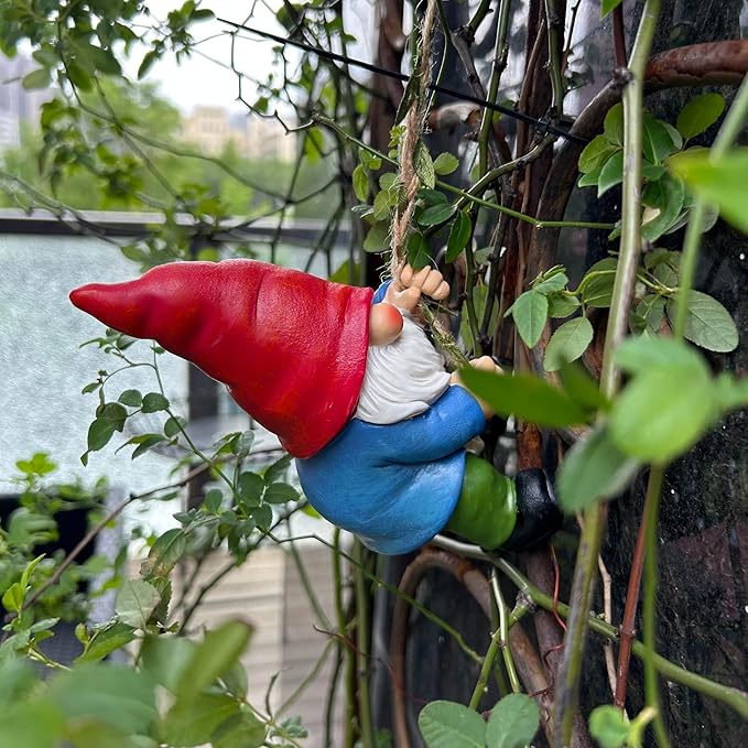 Hanging Gnome Garden Statue Decoration,Climbing Garden Gnomes Statue Figurine Ornament for Indoor Outdoor Home Garden Decor