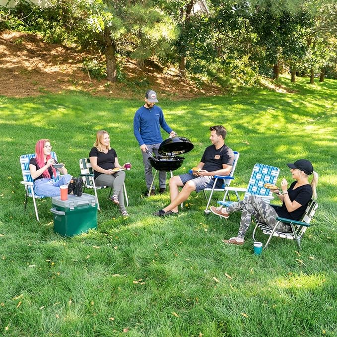 Lawn Chair USA Folding Aluminum Outdoor Patio Lawn Chair | Heavy-Duty Webbed Chairs for Camping, Sports, Beach, Yard & Tailgating | Lightweight Portable | Classic - Black/Gold