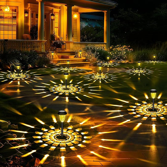 GIGALUMI 12 Pack Solar Light Outdoor Waterproof, Warm White Pathway Lights Solar Powered, Landscape Lighting, Garden Lights for Decor, Patio, Garden, Yard, Pathways, Walkway