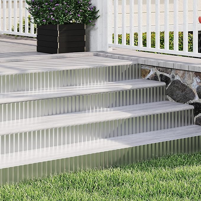 Metal Garden Edging Border, Corrugated Steel Landscaping, DIY for Lawn (Silver, 6 Inch x 20FT)