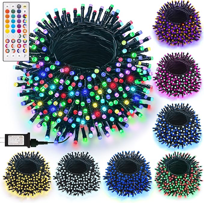 LitHome 99ft 300Led Color Changing String Lights with Remote,35 Colors RGB Christmas Lights with Timer,Dimmable Led String Light Outdoor,Xmas Tree Light Indoor Plug in for Halloween Fall Party Decor
