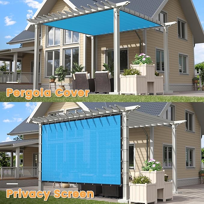 VICLLAX Shade Fabric Sun Shade Cloth with Every 2 FT Grommets for Patio Garden Pergola Cover Canopy 23x23 FT, Mixed Turquoise