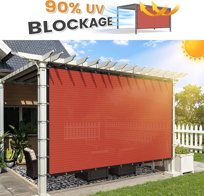 VICLLAX Shade Fabric Sun Shade Cloth with Every 2 FT Grommets for Patio Garden Pergola Cover Canopy 7x15 FT, Rust Red