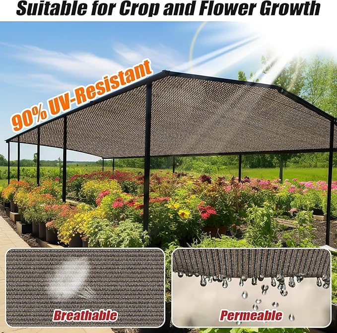 Outdoor 90% Sun Shade Cloth with Grommets, 22 X 24 FT Pergola Shade Cover for Garden Patio Carport Kennel Swimming Pool, Mocha (We Make Custom Size)