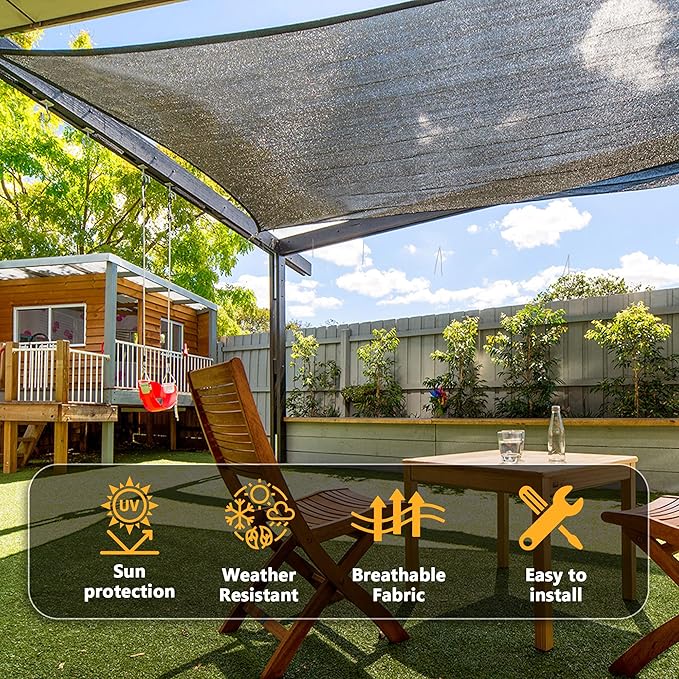 VICLLAX 50% Shade Cloth, 6x16FT Durable Black Mesh Trap with Every 3 FT Grommet, Sun Shade Fabric Netting for for Plants Cover, Greenhouse, Chicken Coop, Barn Kennel, Garden Patio