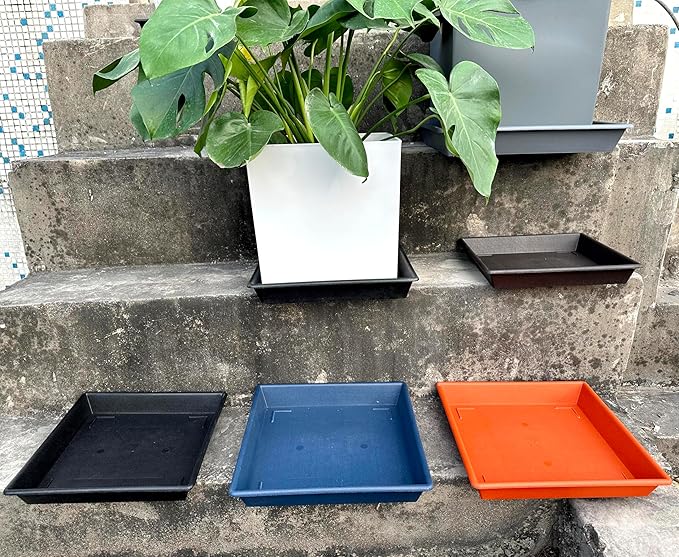 Square Plant Saucer 16 Inch 2 Pack, Plant Stand Plant Trays for Pots Heavy Duty Plastic Plant Saucers for Indoors Outdoors, Flower Pot No Holes Plant Lover Gardening Gifts