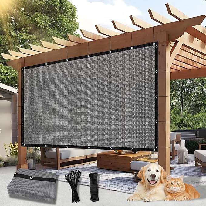 Outdoor 90% Sun Shade Cloth with Grommets, 15 X 20 FT Pergola Shade Cover for Garden Patio Carport Kennel Swimming Pool, Light Grey (We Make Custom Size)