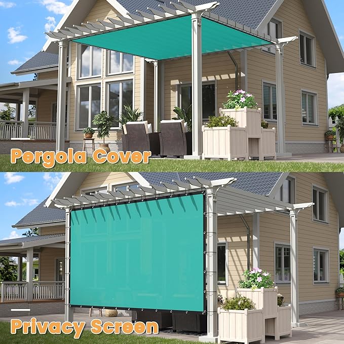 VICLLAX Shade Fabric Sun Shade Cloth with Every 2 FT Grommets for Patio Garden Pergola Cover Canopy 21x22 FT, Turquoise