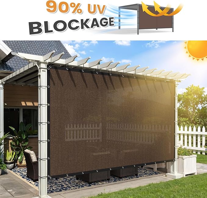 VICLLAX Shade Fabric Sun Shade Cloth with Every 2 FT Grommets for Patio Garden Pergola Cover Canopy 3x22 FT, Mocha