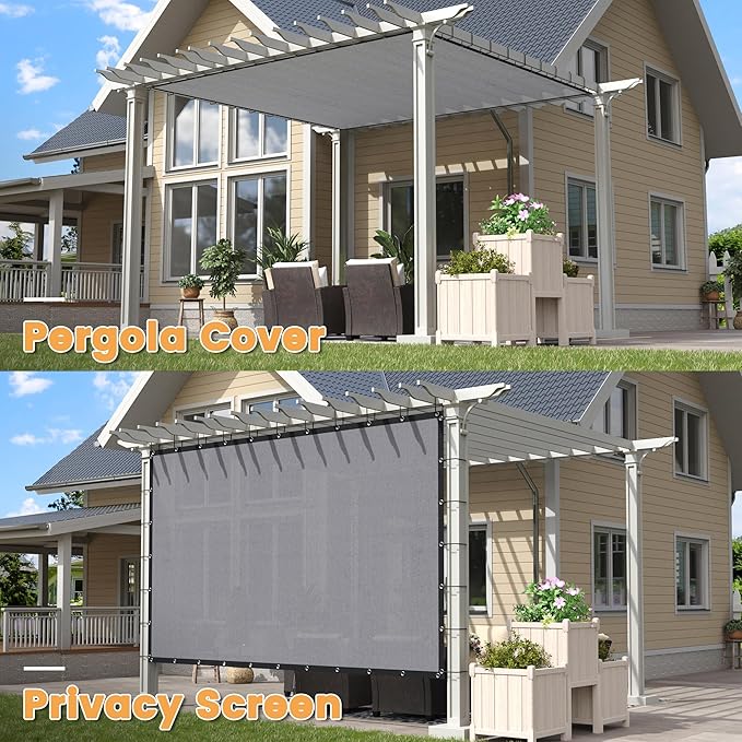 VICLLAX Shade Fabric Sun Shade Cloth with Every 2 FT Grommets for Patio Garden Pergola Cover Canopy 6x19 FT, Light Grey