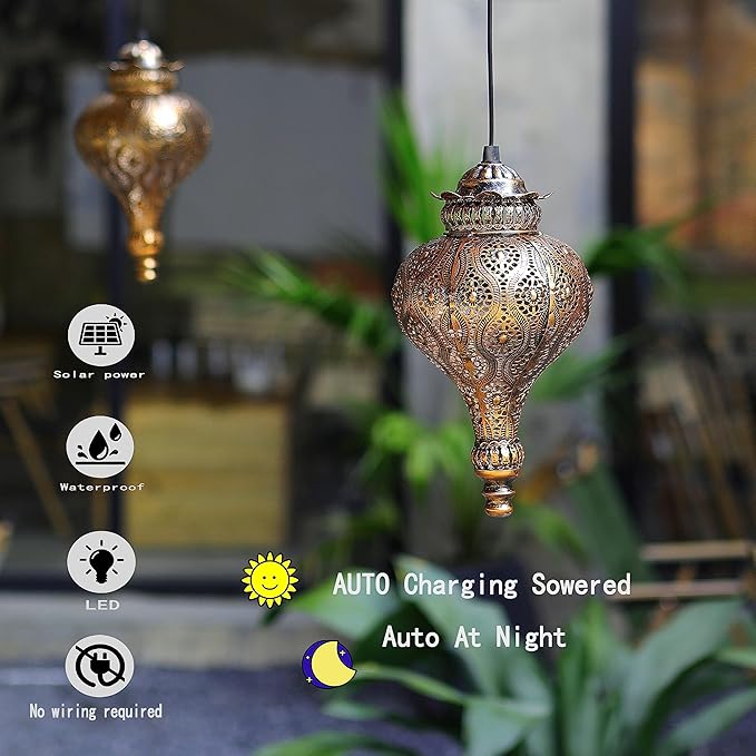 Solar Moroccan Lantern Outdoor Garden Decor(2 Pack) Solar Lanterns Outdoor Waterproof, Lanterns Decorative Outdoor Lights for Patio Pathway Yard Porch Backyard.